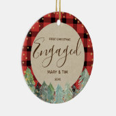 松の木の初めてのクリスマス婚約したオーナメント セラミックオーナメント (右)