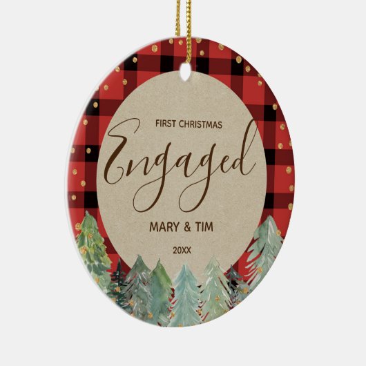 松の木の初めてのクリスマス婚約したオーナメント セラミックオーナメント (右)