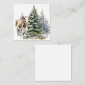 松の木の前の茶色と白の子牛 ノートカード (正面/裏面)