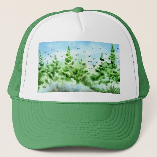 松の木の国の道路ランドスケープ帽子 キャップ (正面)