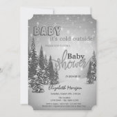 松の木の外は寒い赤ちゃんシャワー 招待状 (正面)