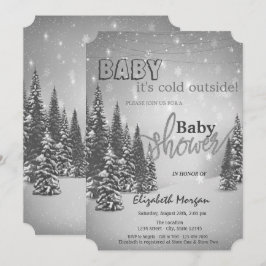 松の木の外は寒い赤ちゃんシャワー 招待状