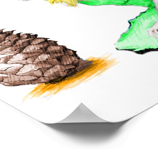 松の木の妖精と松のコーン ポスター (角)