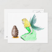 松の木の妖精と松のコーン ポストカード (正面/裏面)