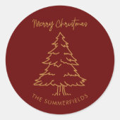 松の木の家族の名前クリスマスホリデーズ ラウンドシール (正面)