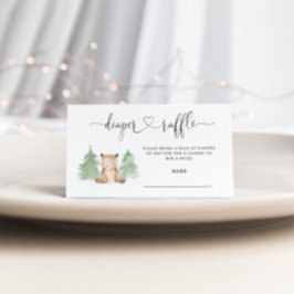 松の木の小さなクマおむつラッフルチケット エンクロージャーカード