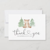 松の木の小さな熊の赤ちゃんシャワー感謝していユー カード (正面)