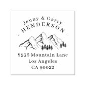 松の木の山のカップル結婚の差出人住所 セルフインキングスタンプ (デザイン)