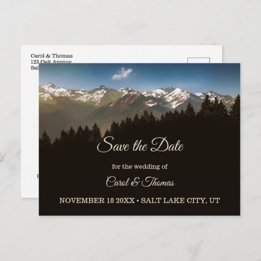 松の木の山の日付はがきを保存 案内ポストカード (正面/裏面)