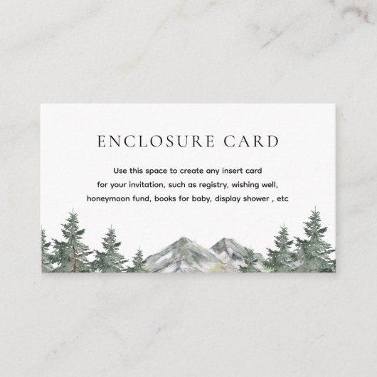 松の木の山の森のパーティー囲いカード エンクロージャーカード (正面)