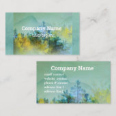 松の木の山の水カラー自然アートティール（緑がかった色） 名刺 (正面/裏面)