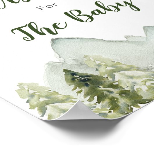 松の木の山の赤ちゃんシャワーの願いベビー ポスター (角)