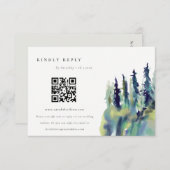 松の木の山の風景結婚のQRコードRSVP エンクロージャーカード (正面/裏面)
