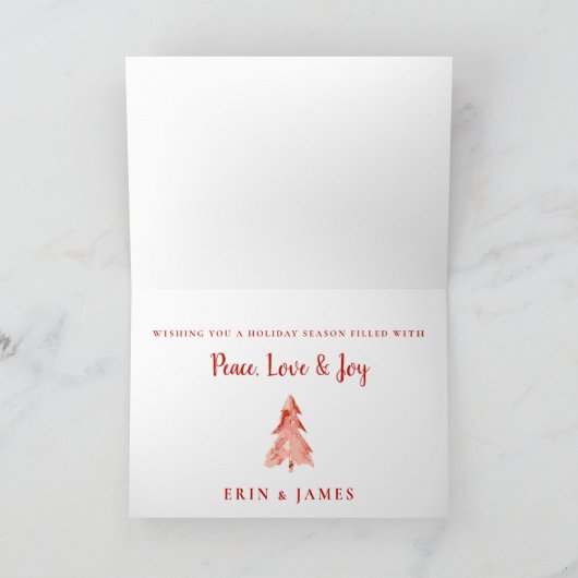 松の木の抽象芸術水の色メリークリスマス シーズンカード (内部)