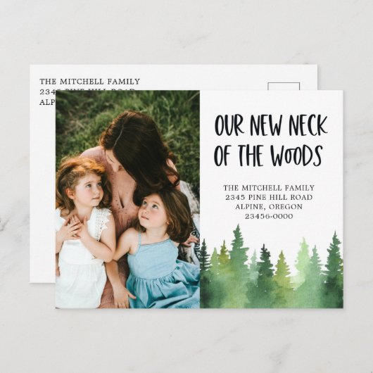 松の木の新しい首の写真を移動 案内ポストカード (正面/裏面)