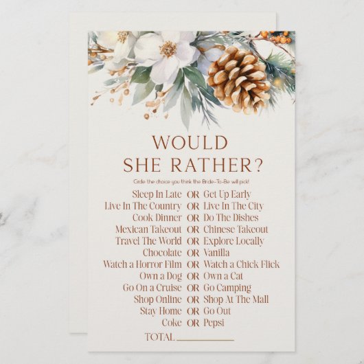 松の木の方が?ブライダルシャワーゲーム 便箋 (正面/裏面)