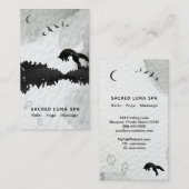 松の木の月を跳躍させている*~*の月の宇宙キツネ 名刺 (正面/裏面)