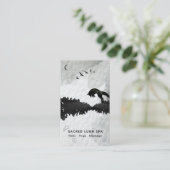 松の木の月を跳躍させている*~*の月の宇宙キツネ 名刺 (スタンド正面)