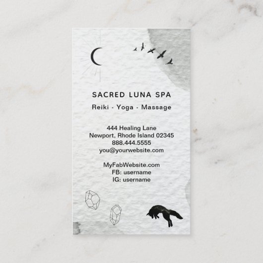 松の木の月を跳躍させている*~*の月の宇宙キツネ 名刺 (裏面)