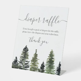 松の木の木の赤ちゃんシャワーおむつラッフル 台座サイン