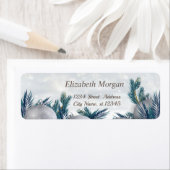 松の木の枝のクリスマスボール ラベル (インサイチュ)