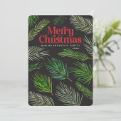 松の木の枝のタイポグラフィモダンクリスマス 案内状 (スタンド正面)