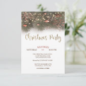 松の木の枝のライトボールクリスマスパーティー 招待状 (スタンド正面)