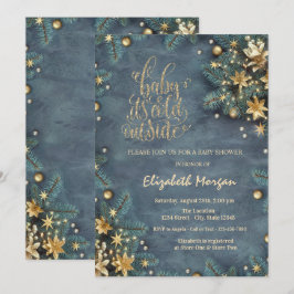 松の木の枝の外が寒い赤ちゃんシャワー 招待状