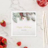 松の木の枝の雪のクリスマス スタンダードカクテルナプキン (インサイチュ)