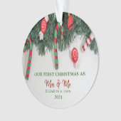 松の木の枝キャンディ、私たちの初めてのクリスマス オーナメント (正面)