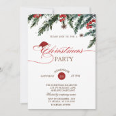 松の木の枝サンタハット、会社のクリスマス 招待状 (正面)