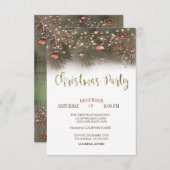 松の木の枝ライトボールクリスマスパーティー 招待状 (正面/裏面)