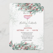 松の木の枝レッドベリーはクリスマスを飲む 招待状 (正面/裏面)