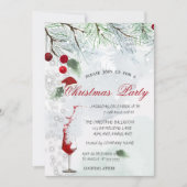 松の木の枝,ガラス,企業のクリスマスパーティー 招待状 (正面)