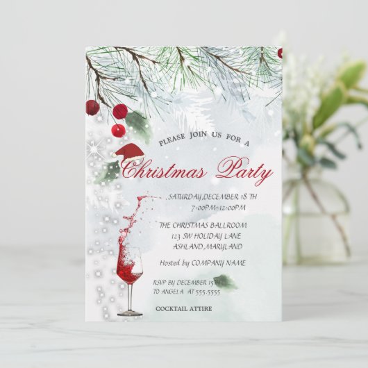 松の木の枝,ガラス,企業のクリスマスパーティー 招待状 (スタンド正面)