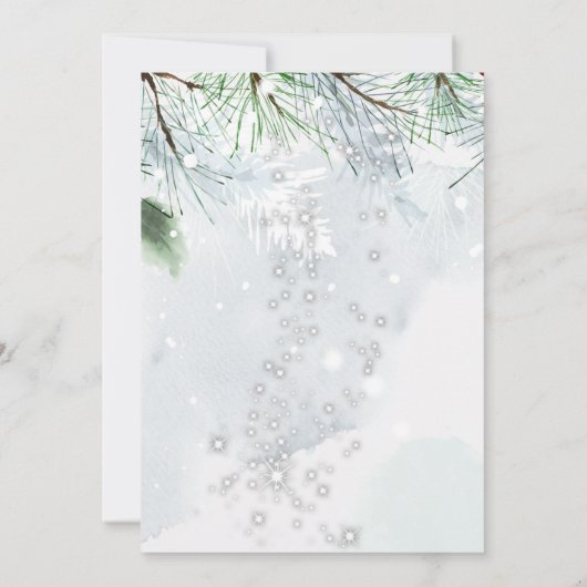 松の木の枝，ガラス，企業のクリスマスパーティー 招待状 (裏面)