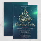 松の木の枝 クリスマス 会社のパーツ 招待状 (正面/裏面)