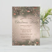 松の木の枝,ボール,バラ金ゴールドクリスマスパーティー 招待状 (スタンド正面)