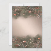 松の木の枝，ボール，バラ金ゴールドクリスマスパーティー 招待状 (裏面)