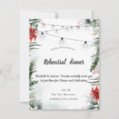 松の木の枝,ポインセチアのリハーサルディナー 招待状 (正面)