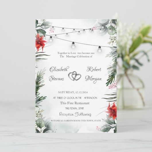 松の木の枝,ポインセチア結婚ズ 招待状 (スタンド正面)