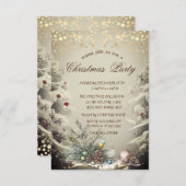 松の木の枝、松の円錐点クリスマス 招待状 (正面/裏面)