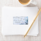 松の木の枝、雪の文字列ライト ラベル (インサイチュ)