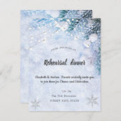 松の木の枝、雪、ライトリハーサルディナー 招待状 (正面/裏面)