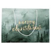 松の木の枝、雪 ラージペーパーバッグ (裏面)