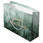 松の木の枝、雪 ラージペーパーバッグ (裏面アングル)