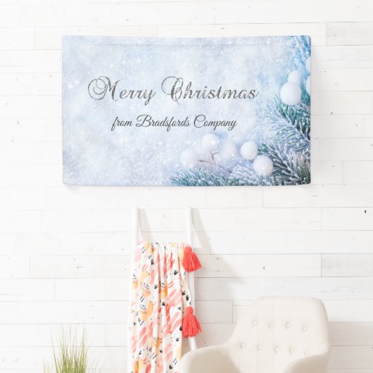 松の木の枝、雪 横断幕 (インサイチュ)