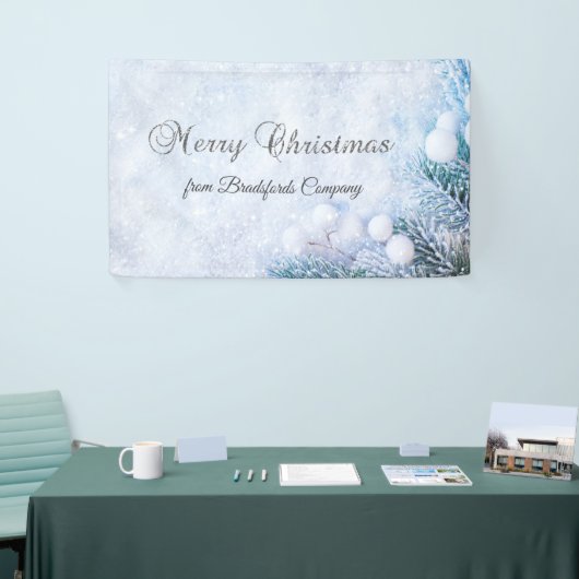 松の木の枝、雪 横断幕 (トレードショー)