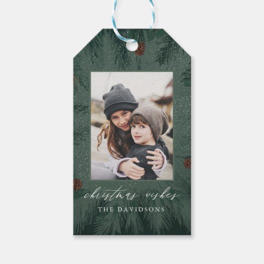 松の木の枠にピネコン、プライド、写真 ギフトタグ (正面)