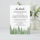 松の木の森のカリグラフィー結婚式詳細カード エンクロージャーカード (スタンド正面)